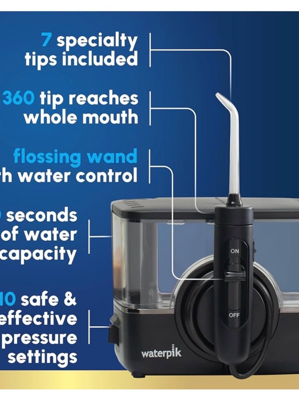 Waterpik ION Professional Water Flosser WF-12CD022-4 Black Open Box NEW - Picture 15 of 16